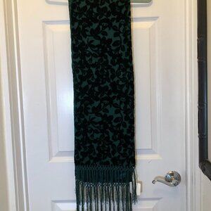 Echo Floral Printed Fringe Forest GreenScarf NWT